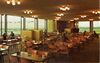 The restaurant at Corley, looking very brown. Even the building visible out the window is brown.